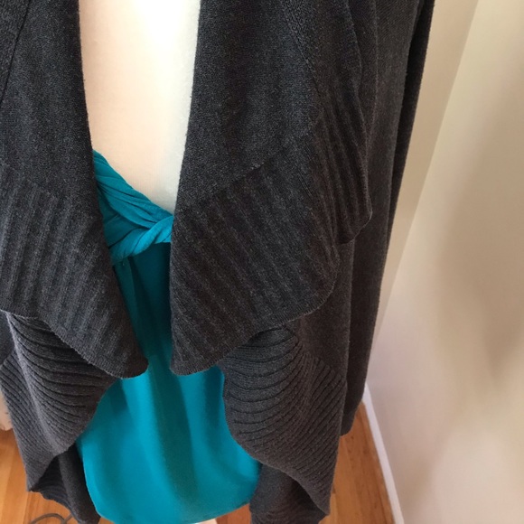 Charcoal Gray Wrap Cardigan Grey Layering Cardi - Picture 2 of 5